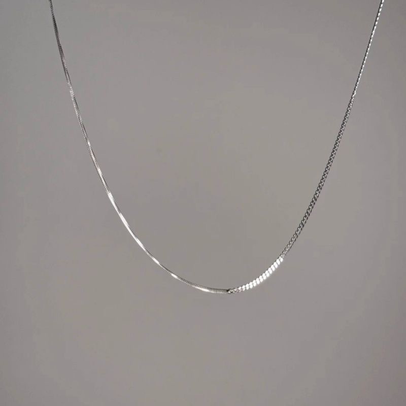 Asymmetric Patchwork Double Layer Necklace Minimalist Style_voghion.com