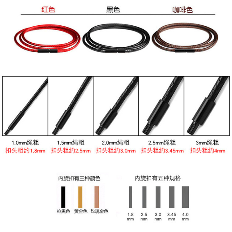 XD hebilla de acero inoxidable cera collar cuerda de cuero colgante de cristal Jade para hombres y mujeres