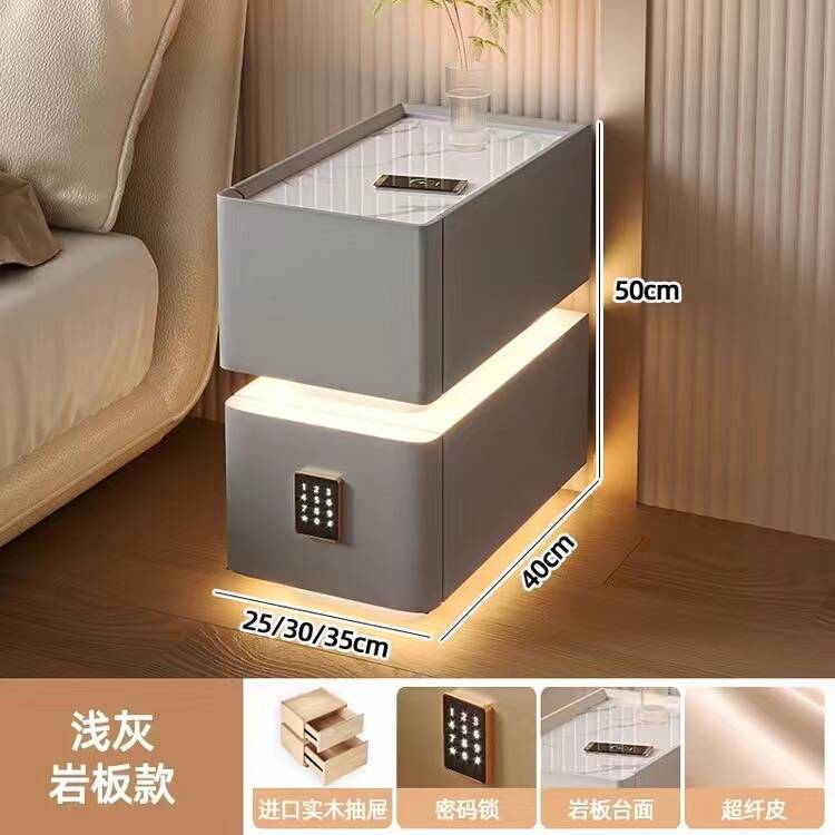 우아한 회색 석재 조리대 + 콤비네이션 자물쇠