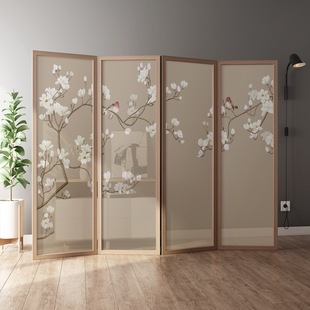 Chinese-style Screen Partition Living Room Bedroom Shaded Home Modern Simple Entrance Entrance Solid Wood Folding Mobile Folding Screen