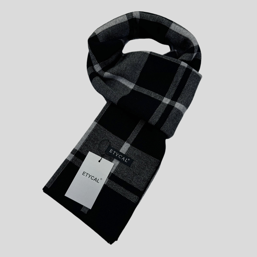 Herbst und Winter Neuer karierter Herrenschal Vielseitiger warmer Strickschal aus Mischgewebe für das Geschäft Einfacher_voghion.com