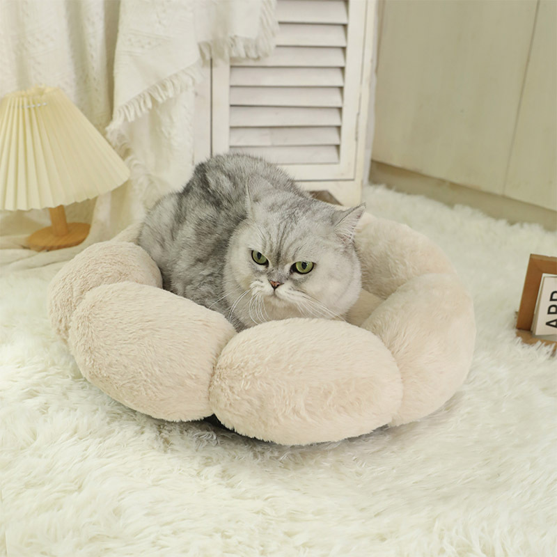 Nuevo nido para mascotas nido de flores redondo gato invierno cálido felpa nido para gatos cuatro estaciones perreras universales al por mayor transfronterizo