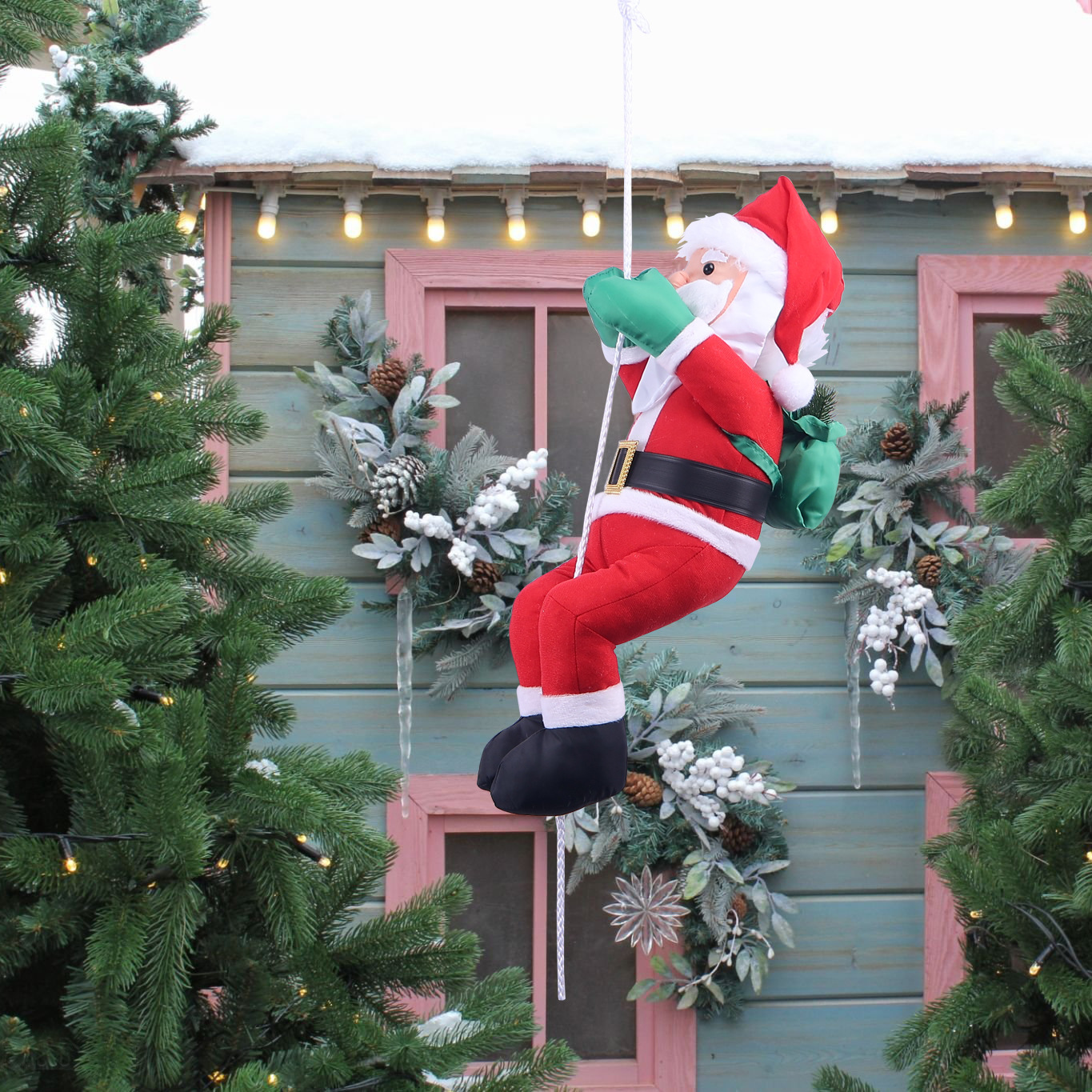 Cuerda de escalada de pierna de clip creativa colgante de Papá Noel ambiente navideño diseño colgante cuerda de escalada personalizada de Papá Noel