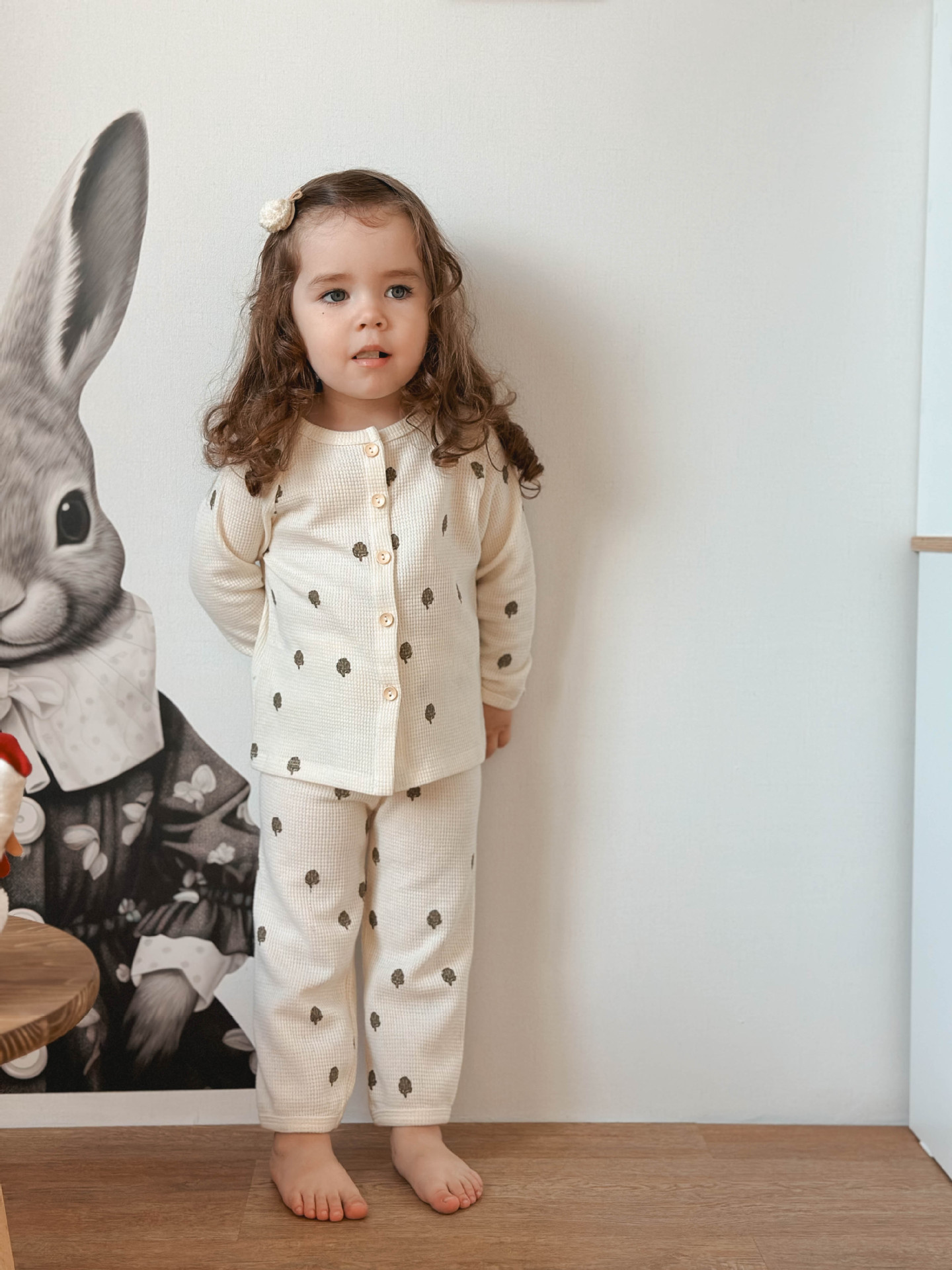 Ropa de hogar para niños coreanos, pijamas para niñas, traje cálido, ropa antiestática para bebés, una chaqueta de algodón de otoño e invierno