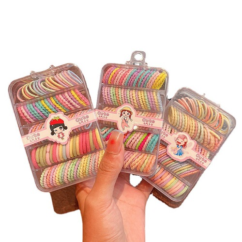 100 pack of children's candy-colored hair ties for girls, non-damaging colored elastic bands, high elasticity baby hair ties