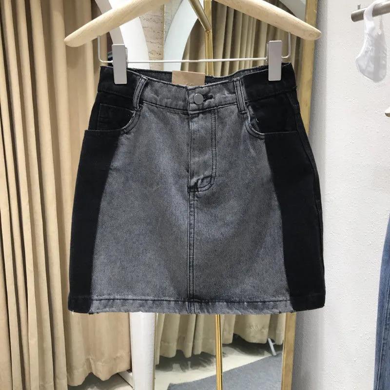 简约包臀时尚半身裙韩版夏季新款显腿长防走光字牛仔短裙女|undefined