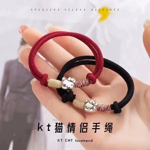 Hand-Woven Kitty Cat Bracelet Bracelet Women's Hand-Woven KT Cat Hand Rope Couple's Best Friend