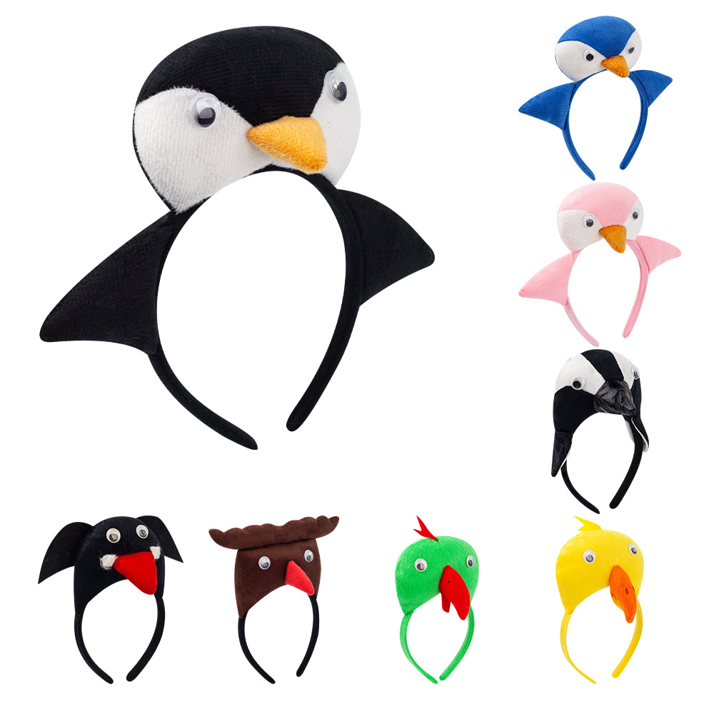Halloween animal marino rendimiento apoyos diadema pequeño pingüino negro diadema niño rendimiento horquilla mascarada