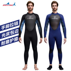 新しい 3 ミリメートルダイビングスーツメンズワンピース長袖厚みのある防寒ダイビングスーツシュノーケリングサーフィン冬水泳暖かいウェットスーツ SCR