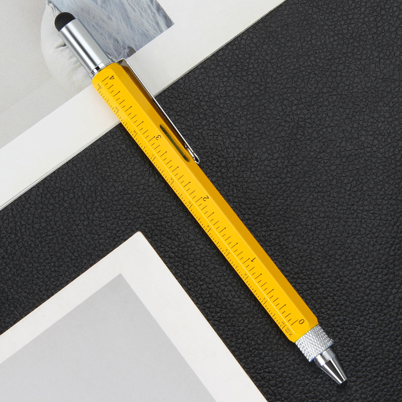 Regla de Metal Multifuncional 6 en 1 con Pantalla Táctil, Nivel, Destornillador Hexagonal y Bolígrafo