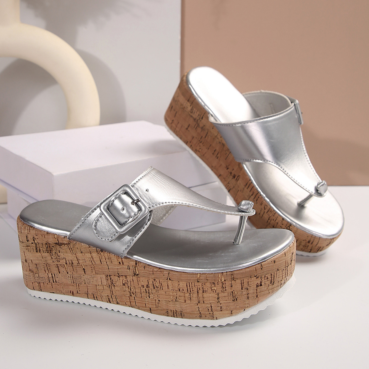 Women's New Style Platform Casual Plus Size Flip Flops, Summer, Thick Soled Wedge Sandals,_vogvips.com