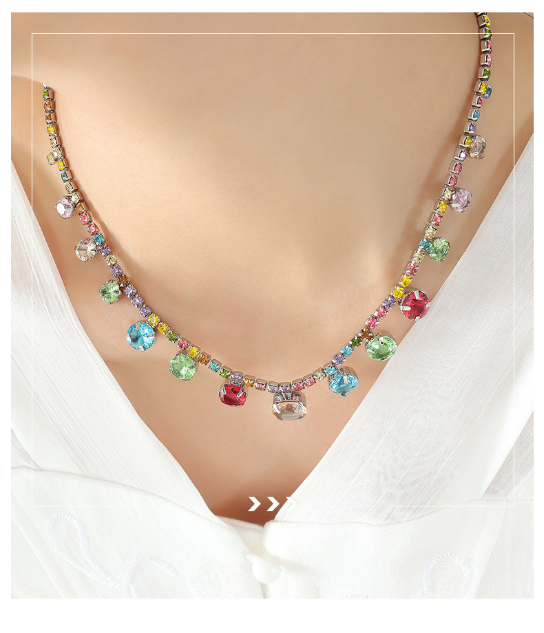 Elegant Round Copper Plating Inlay Rhinestones Necklace 1 Piece