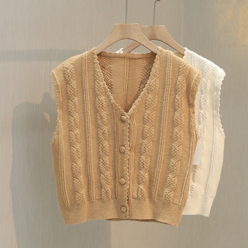 2023 a principios de otoño nuevo top pequeño cardigan de punto de las mujeres suéter chaleco sin mangas corto color sólido todo a juego image 1