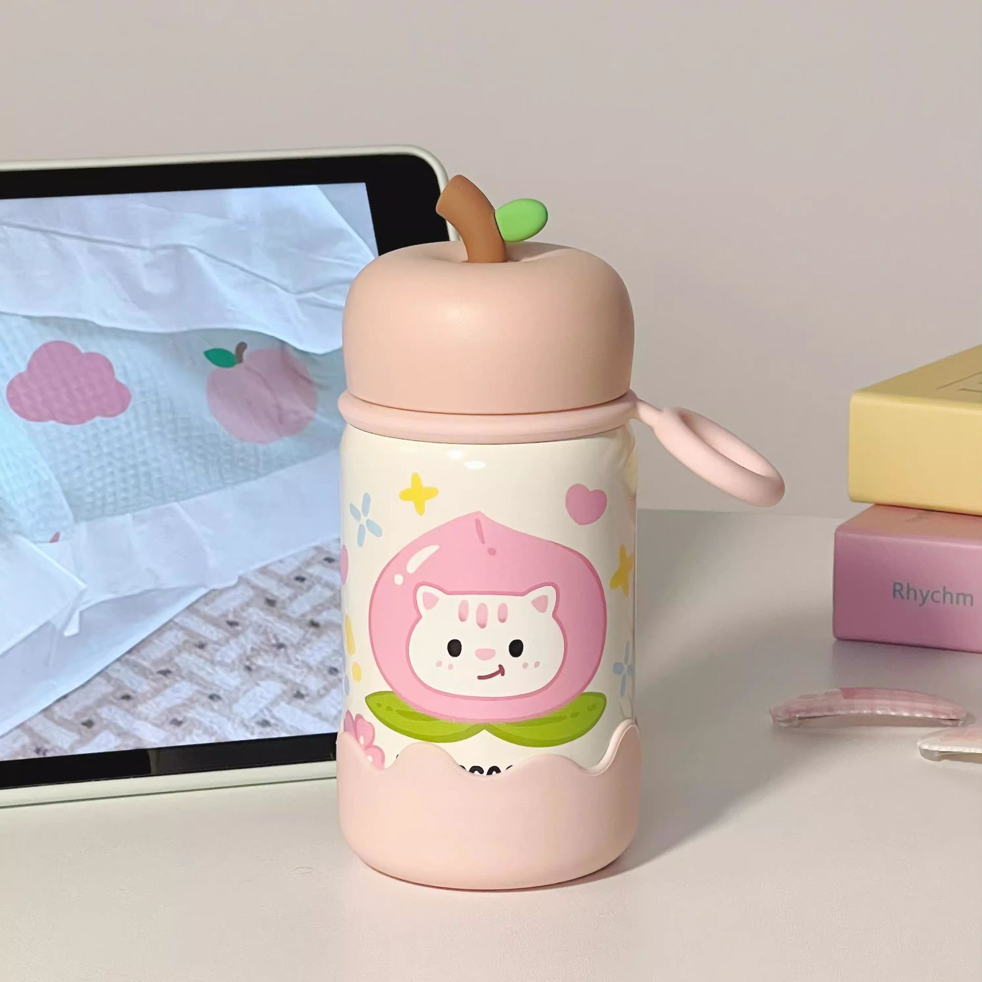 苹果保温杯高颜值女2025新款可爱卡通儿童316不锈钢便携水杯定制