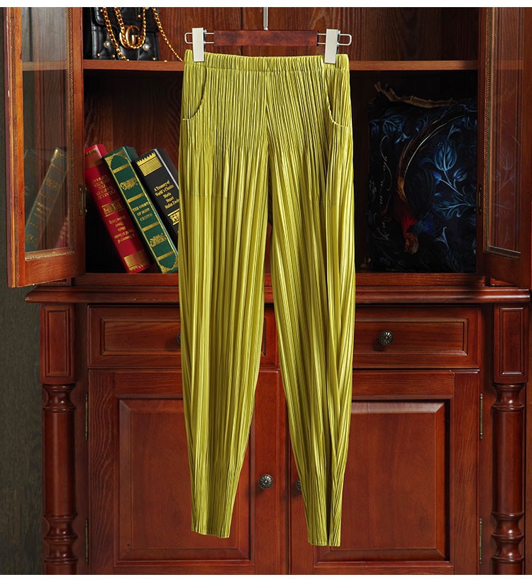 Quần culottes nữ ống rộng xếp ly dáng Harem, cạp cao su, phong cách Hàn Quốc — Màu xanh nước hồ, Màu xanh lục đậm, Màu xanh đậm, Màu xám chi tiết 12