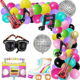 音乐迪斯科乳胶气球话筒收音机铝膜气球音乐会生日派对装饰布置品