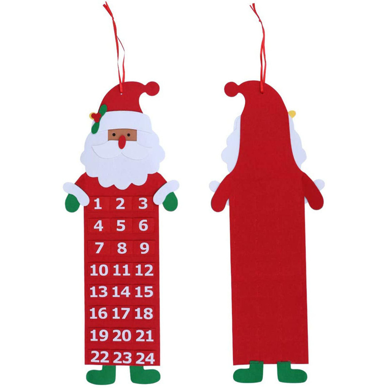 RG8 Felt Non-woven Christmas Calendar for Seniors: Snowman and Deer Countdown Pocket Calendar - Christmas Home Decor