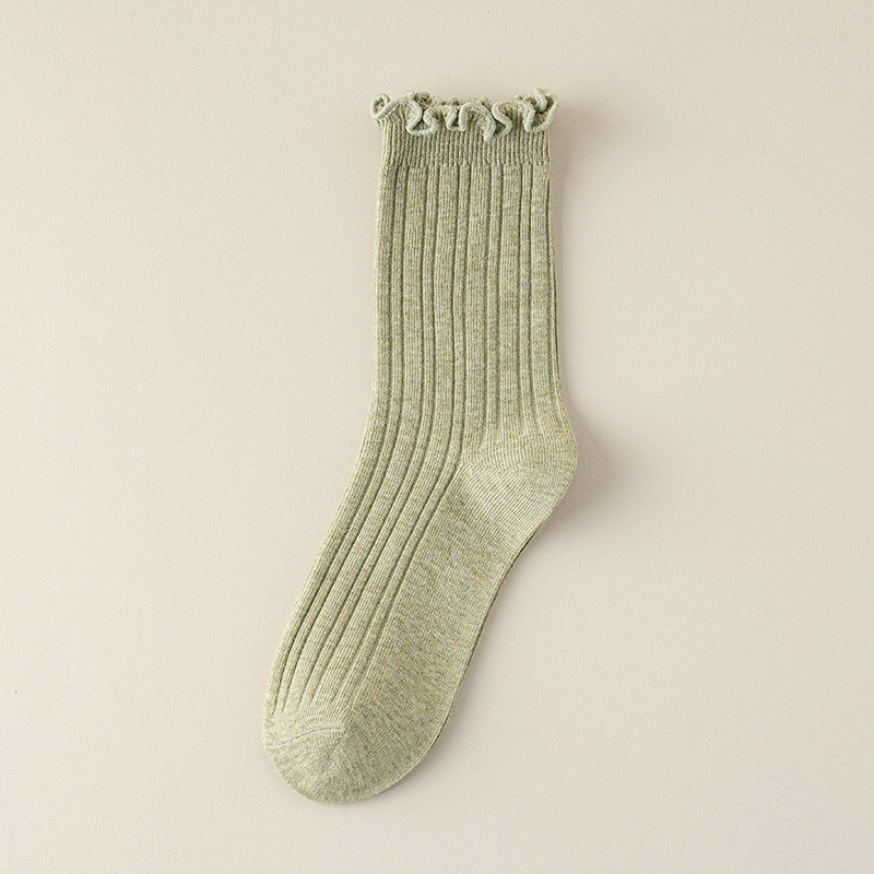 Zhuangyan calcetines de algodón de color sólido de verano para mujeres hongo borde antiolor absorción de sudor calcetines de pila calcetines al por mayor