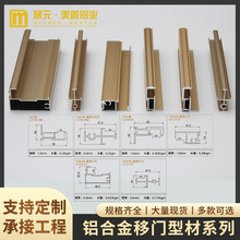 工厂批发铝合金移门型材 门窗装修铝边框上下轨道推拉门滑轨型材