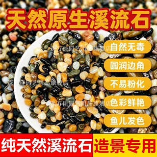 原生溪流石造景鱼缸底砂造景鹅卵石头纯天然铺底装饰五彩石大石头