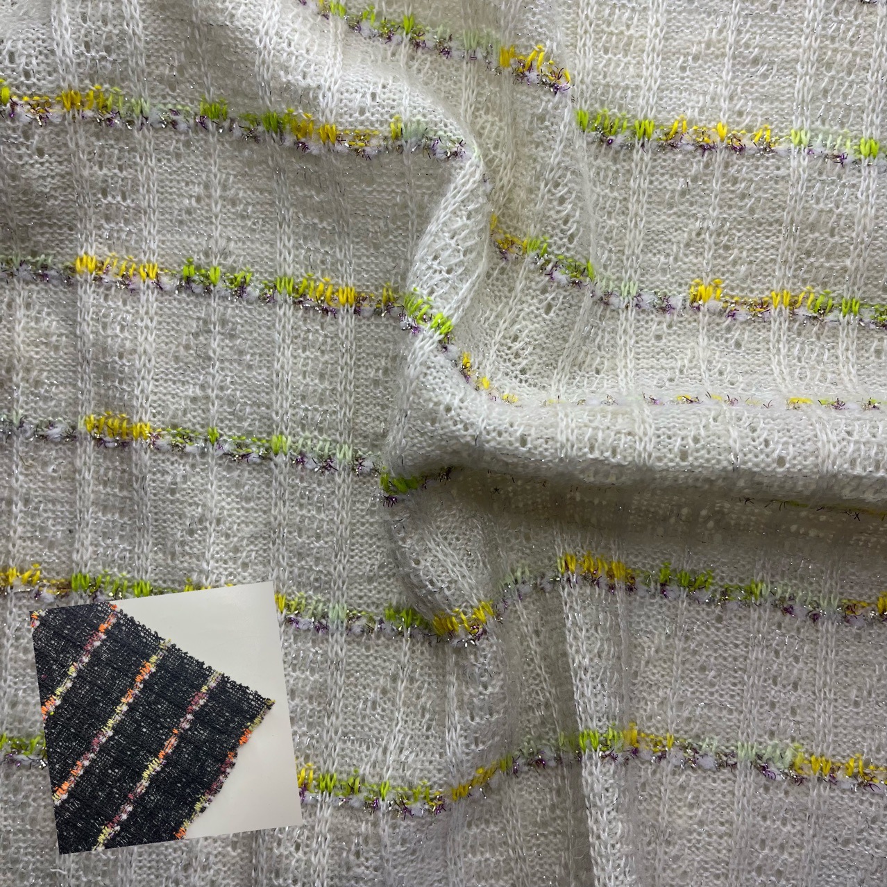 针织小香风纯色条纹花呢布衣服鞋子帽子包包设计师裁缝手工面料布