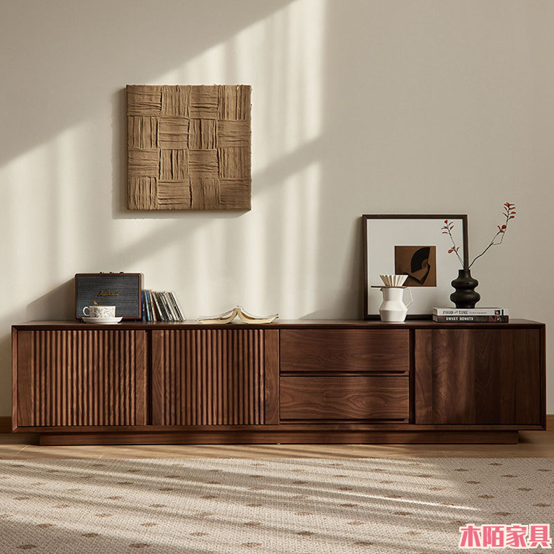 All Solid Wood Tv Cabinet, North American Black Walnut Floor Cabinet, Simple Modern Living Room Floor Cabinet, Multi-Functional Storage Cabinet