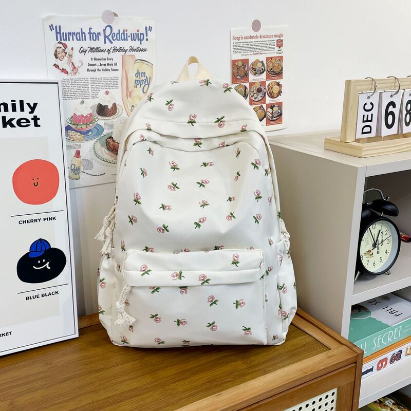 日本インスタイル花柄バックパック女性のための高見え小清新ソフトガールカジュアルバックパック中学生スクールバッグトレンディ|undefined