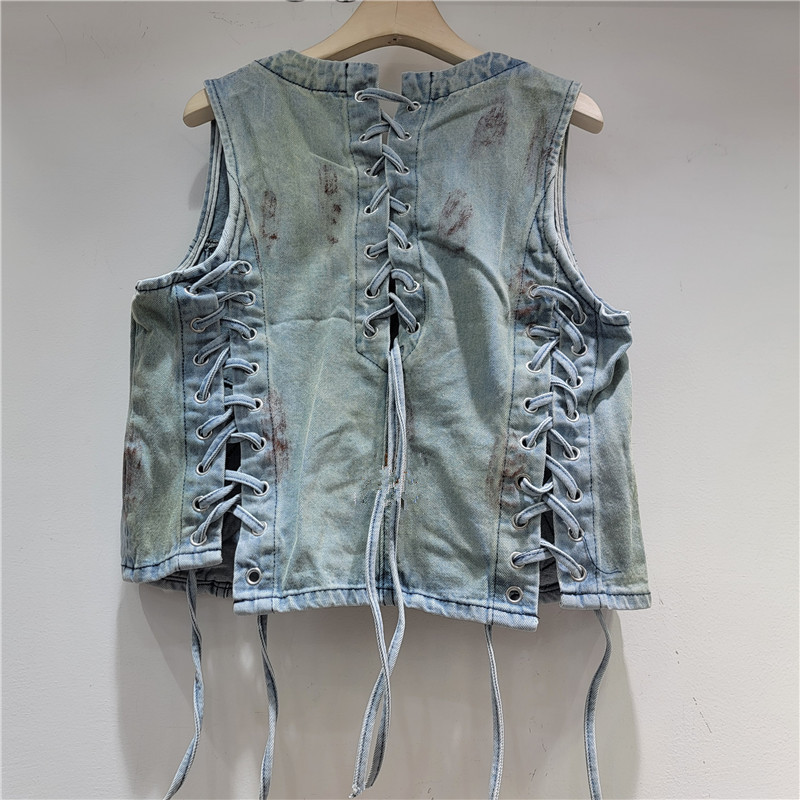 Europa y los Estados Unidos 206 principios de primavera nuevo diseño sin mangas botón único cuello en V retro chaleco de correa