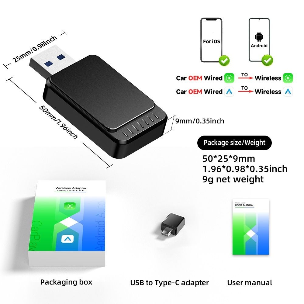 Cross-border bestseller 2-in-1 wireless CarPlay and wireless Android Auto car connectivity box factory