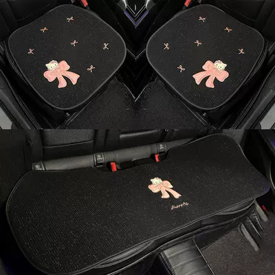 seasons, cute KT cat single-piece car | Universal seat cover - all-season-usebowknot-cat-black-starry-cushion-3-piece-set-no-specifications