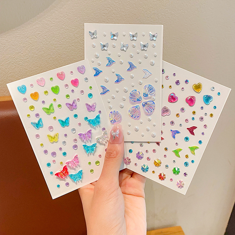 Children's Face Painted Stickers Crystal Color Diamond Stereo Butterfly Stickers Sweet Stage Performance Makeup Face Corner Stickers Children's Face Painted Stickers Crystal Color Diamond Stereo Butterfly Stickers Sweet Stage Performance Makeup Face Corner Stickers