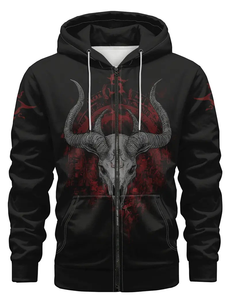 Fábrica al por mayor impresión digital 3D nuevo suéter con capucha chaqueta de suéter de pareja europea y americana serie de calavera MF08