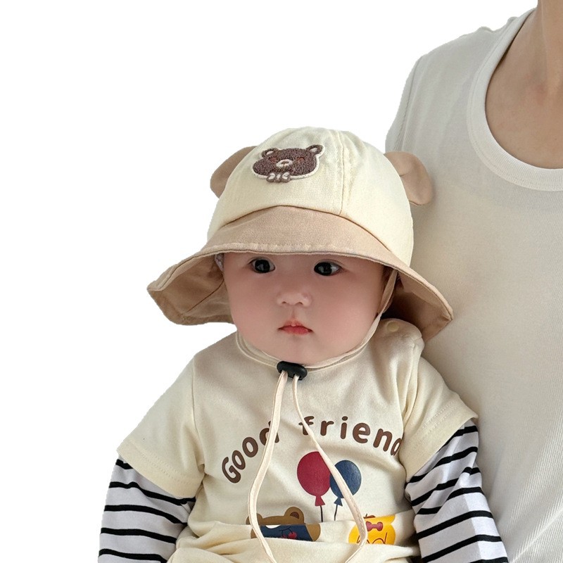 Sombreros para niños primavera y otoño nuevo conejo para niños, niñas y niños, sombreros pescadores de bebés, sombreros de oso de 1 - 3 años de edad