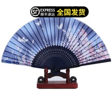 日本竹扇和风日式折扇 仿真丝女扇批发 绸布女士折叠扇子