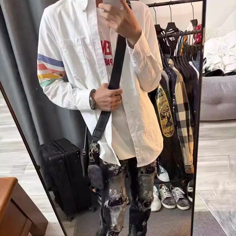 Summer 2026 New Long-Sleeve Top, Loose Casual Versatile Trendy Rainbow Shirt for Men and Women, Popular Online Style