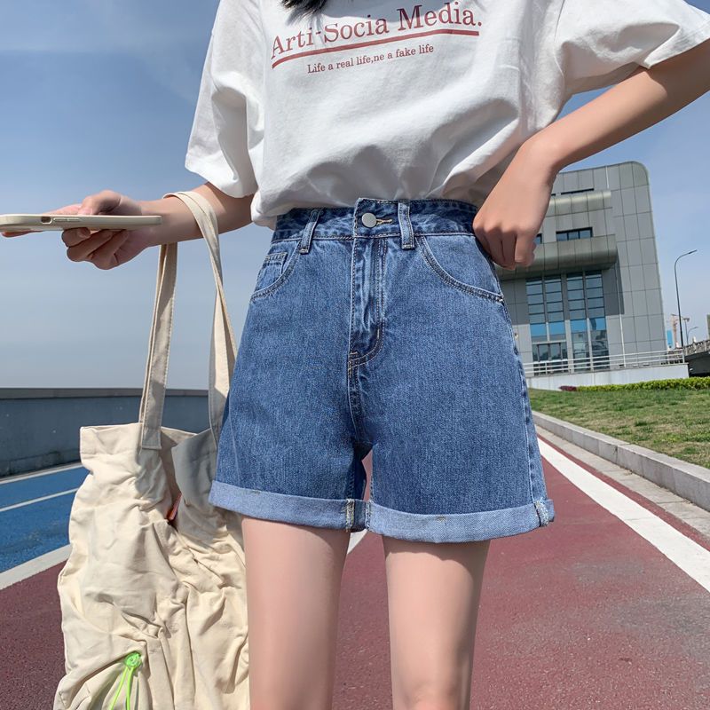 High-Waisted Slimming A-Line Denim Shorts for Women, Summer Thin Style, 2025 New Versatile Loose Wide-Leg Hot Pants for Students