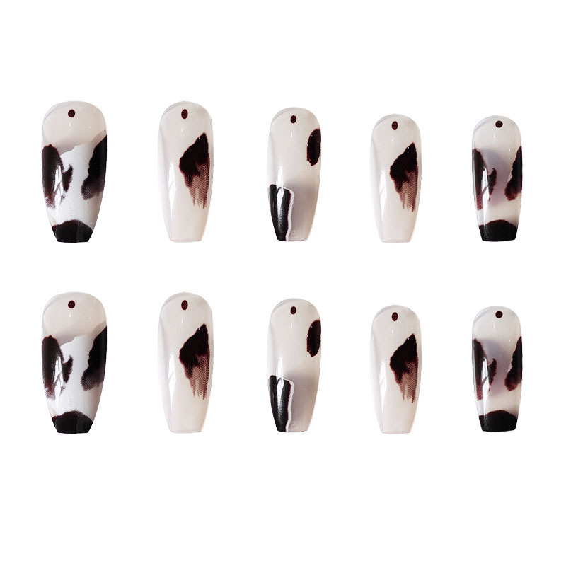 Comercio extranjero más vendido polvo de niebla de vaca manicure, dulce, fresco, suave, viento, desgaste de uñas, 24 piezas de parche de uñas falsas.