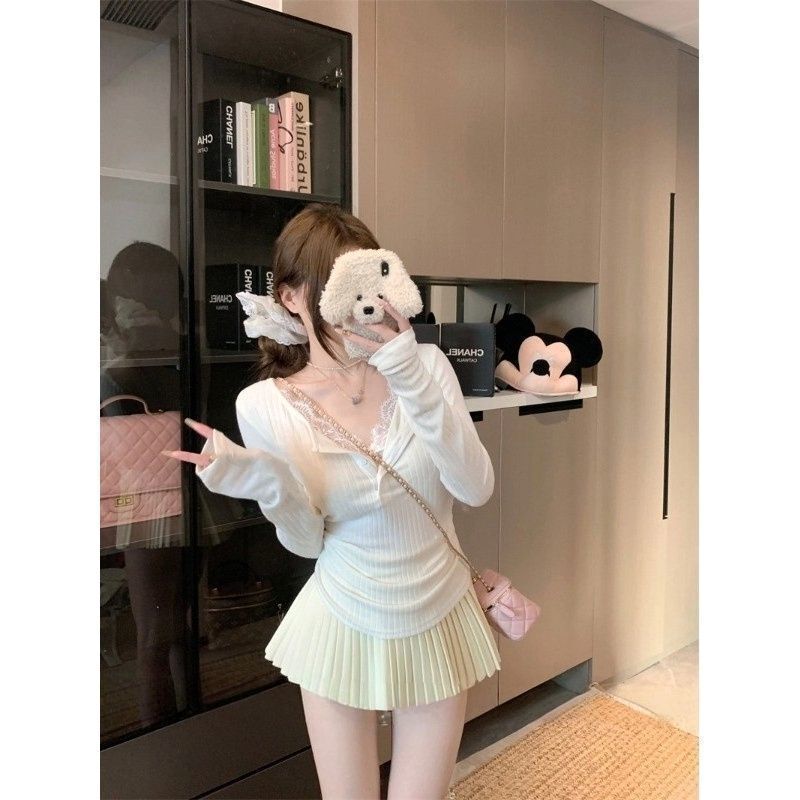 Plus Size Design Lace Splicing Long-Sleeved T-Shirt for Women in Autumn and Winter New Fat mm Slimming Look and Flesh-Covering Outer Top Plus Size Design Lace Splicing Long-Sleeved T-Shirt for Women in Autumn and Winter New Fat mm Slimming Look and Flesh-Covering Outer Top