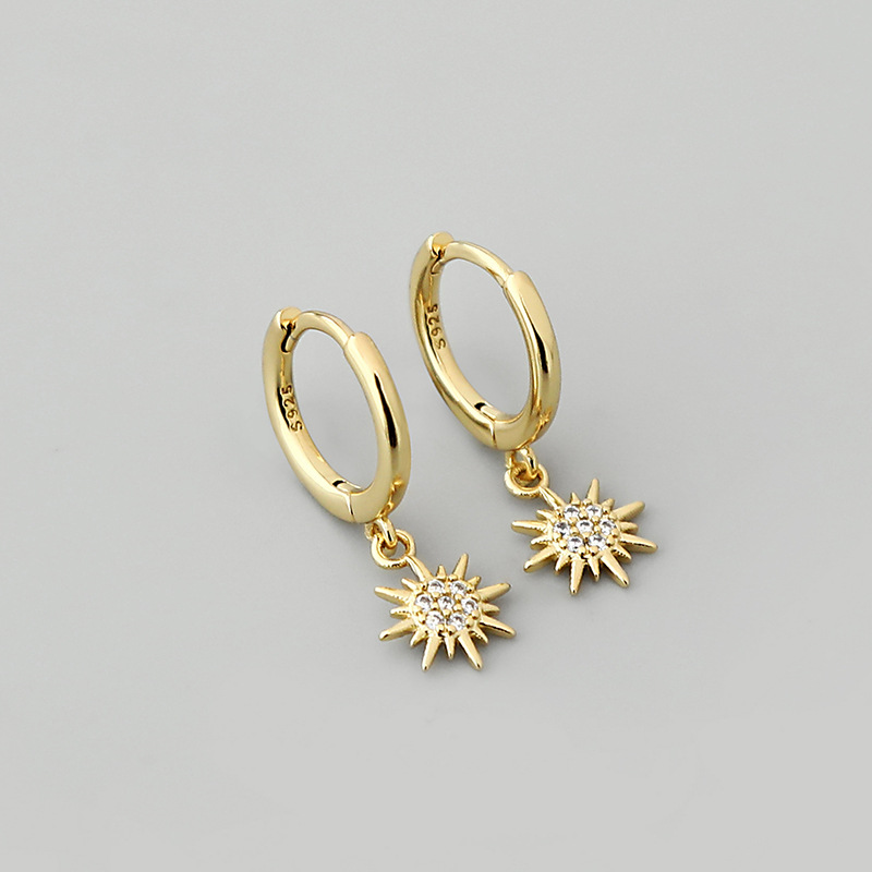 fashion gold and silver small inlaid zircon sun earrings wholesale Nihaojewelrypicture1
