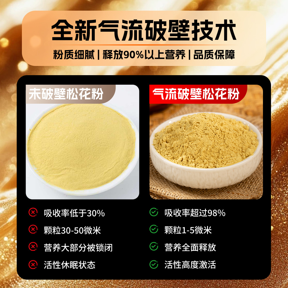 Cell Wall Broken Pine Pollen Powder Song Hua Fen 100g Northeast China Herbal Supplement in use