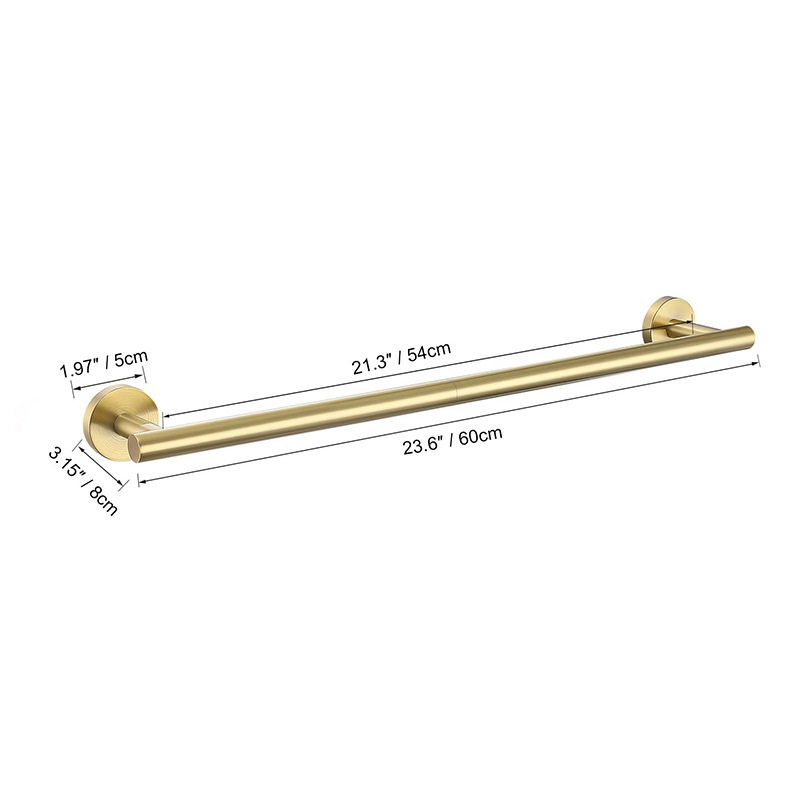 Baño transfronterizo Juego de colgantes de oro cepillado de acero inoxidable Barra de toalla Anillo de toalla Soporte de rollo de papel Gancho para ropa Kit de baño