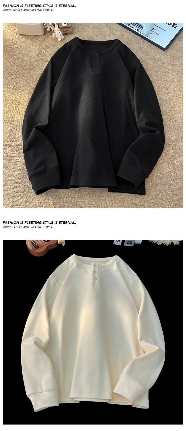 Men's Henley Long Sleeve Sweatshirt Waffle Knit Autumn Style_voghion.com