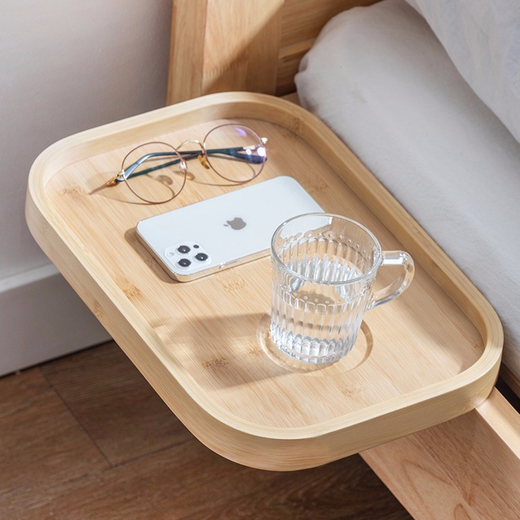 Estante de Almacenamiento para Cabecera de Bambú Sin Perforación para Dormitorio