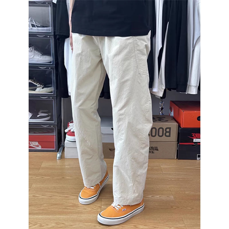 美式弯刀伐木工装裤男春秋季潮牌宽松哈伦裤子高级感休闲直筒裤