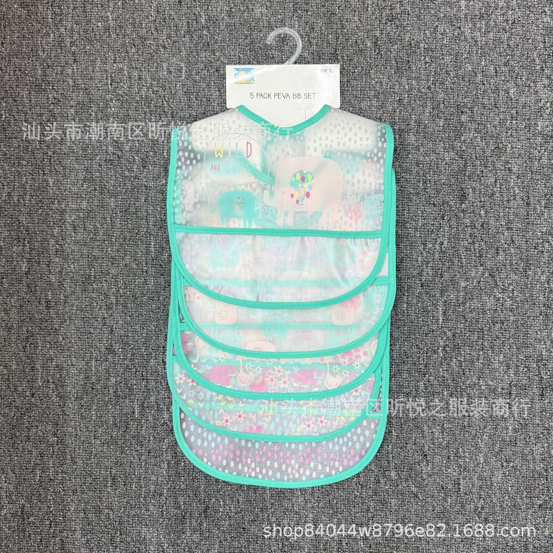 Babero Impermeable de PEVA para Bebé Set de 5 Piezas para Recién Nacidos