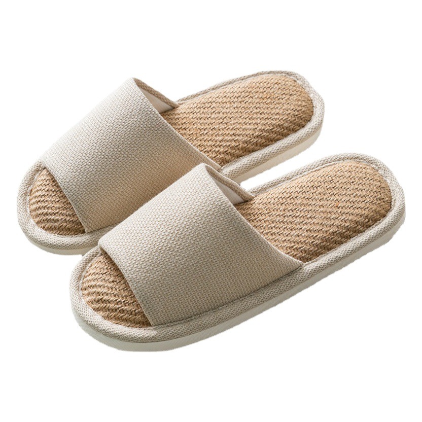 Cixi Simple Linen Slippers Four Seasons Indoor Men's and Women's Home Soft Bottom Floor Cotton and Linen Slippers Wholesale for Couples
