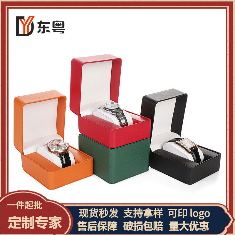 High-end pu leather watch box with rounded corners unit watch box right angle double position watch box with rounded corners pillow bag watch box