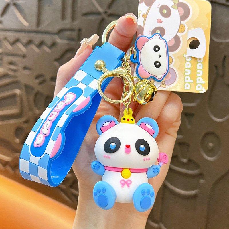 Círculos animados Panda Keychain cute pegamento suave Panda Keychain bolsos colgantes agarrar regalos al por mayor