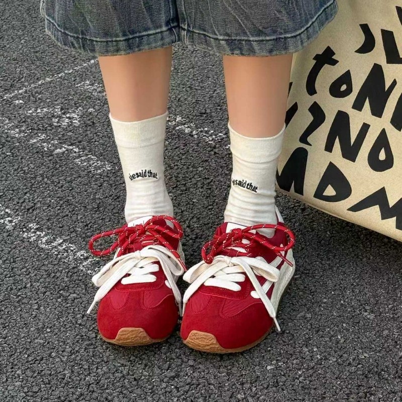 厚底版~增高德训鞋复古休闲鞋女系带真皮学院风软底轻便运动鞋潮|undefined