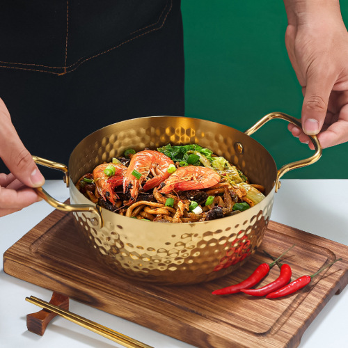 Stainless steel ramen pot instant noodle pot Korean noodle cooking pot induction cooker soup pot binaural creative internet celebrity instant noodle pot